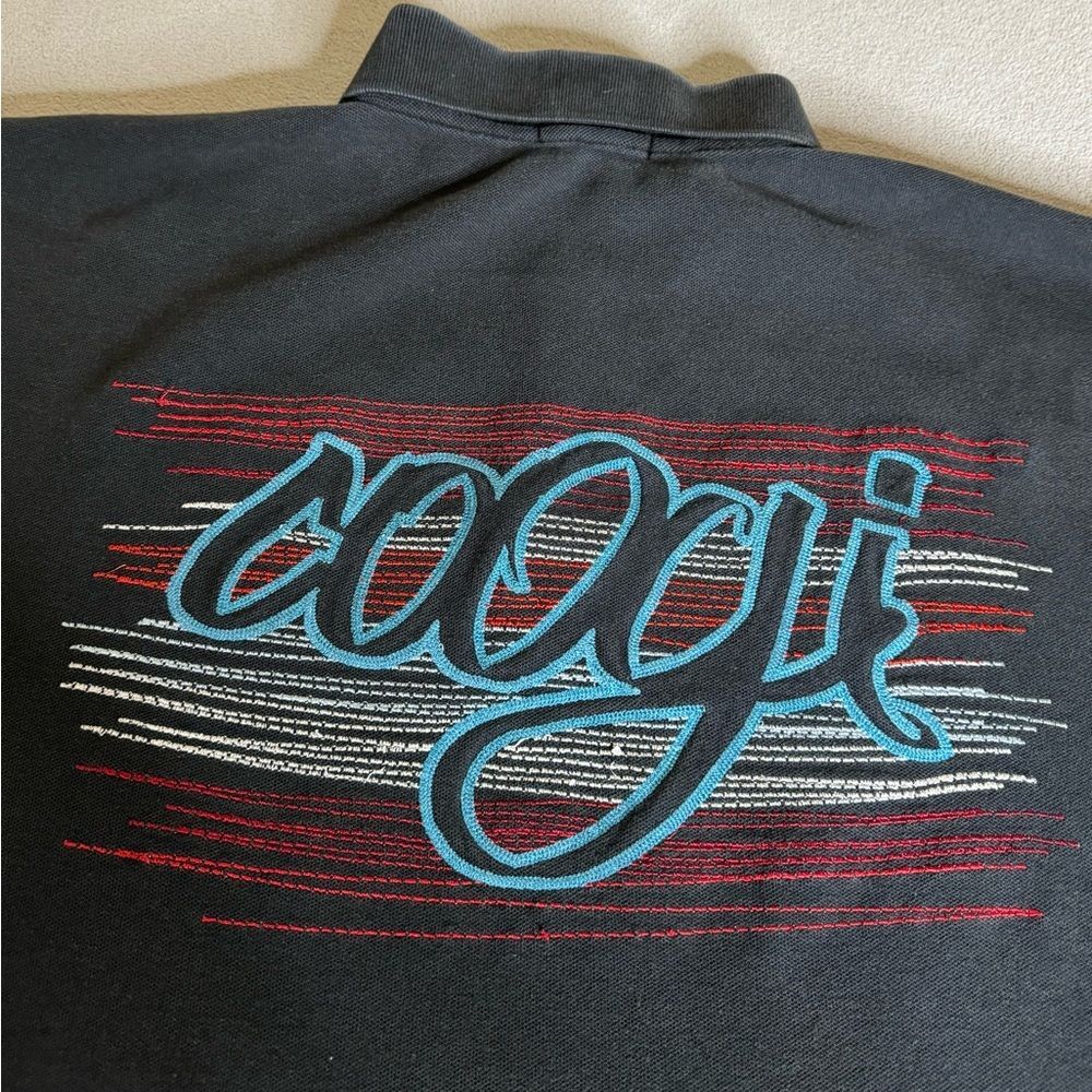 Vintage COOGI Mens Embroidered Black Multicolored Polo shirt Size 2XL